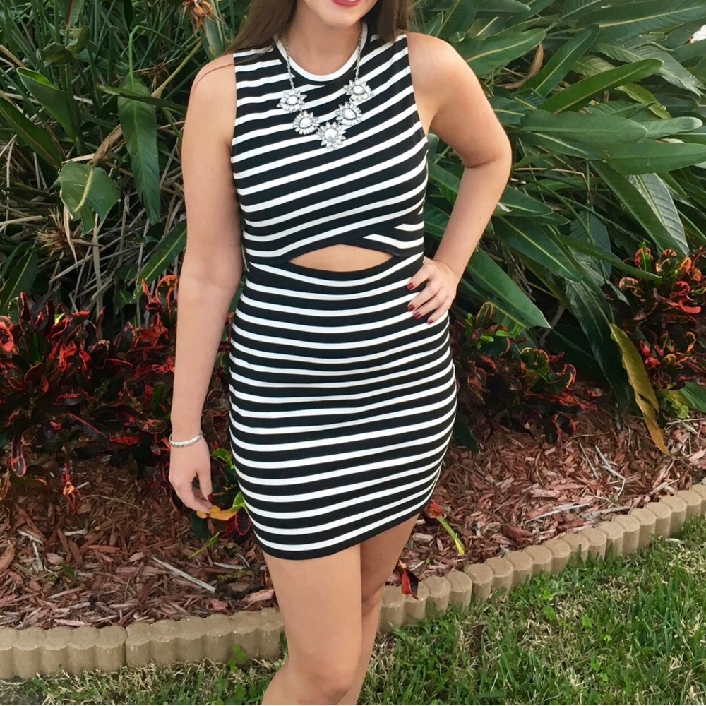 Express size 8 stripped mini dress